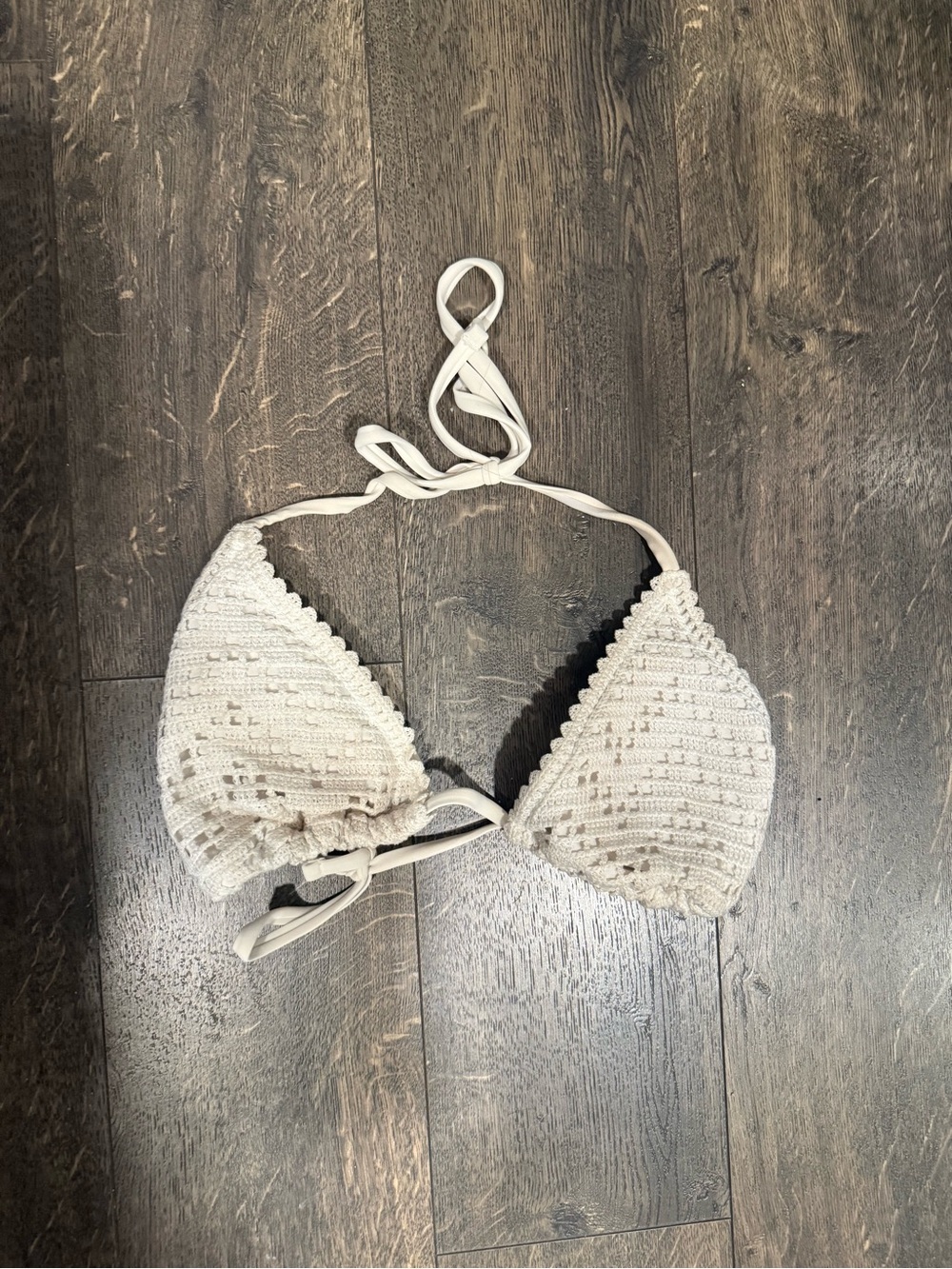 Shade & Shore Crochet Triangle Bikini Top - Cream